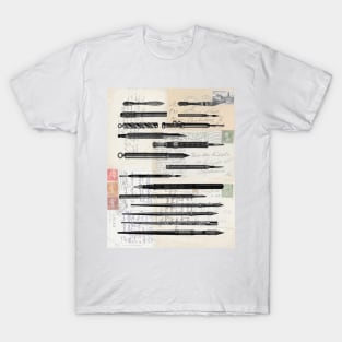 Antique Writing Pens on Old Postcards T-Shirt